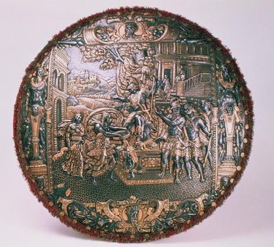Scudo da parata, 1570-80 (acciaio con intarsi in oro e argento) da Piccinino workshop